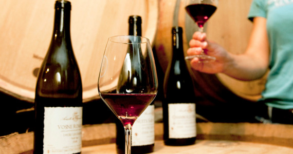 Three bottles of opened wine sitting behind two glasses on a tour exploring Europe by wine style