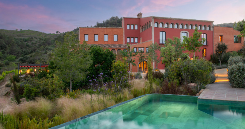 Gran Hotel Mas D'en Bruno, Facade at Dusk with Pool