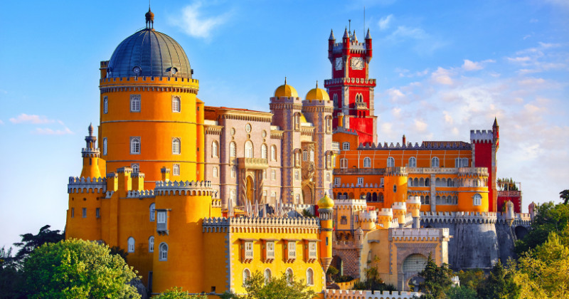 Lisbon's Place of Pena against a clear blue sky