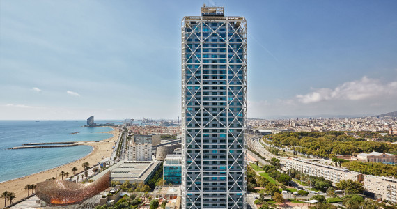 Hotel Arts Barcelona, exterior and skyline view, wine tasting in Barcelona city