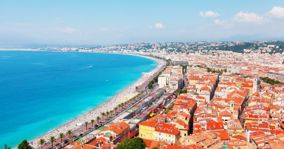 Sea and buildings in Nice, Cote d'Azur