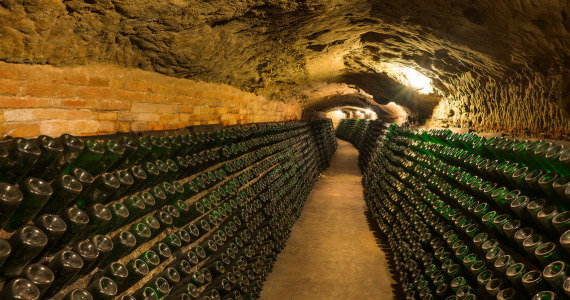 Cellars of cava bottles in Penedes, Barcelona wine holidays, credit Global Image Projects SLU