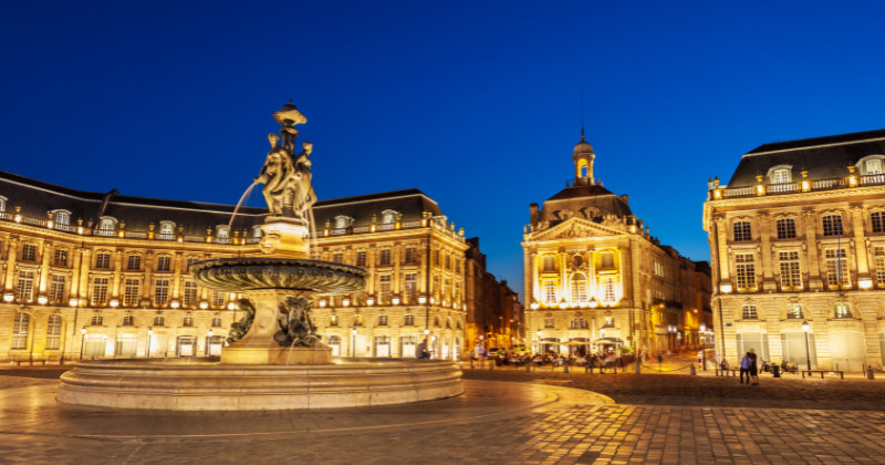 Place de la Bourse in central Bordeaux, Cognac and Bordeaux wine tour