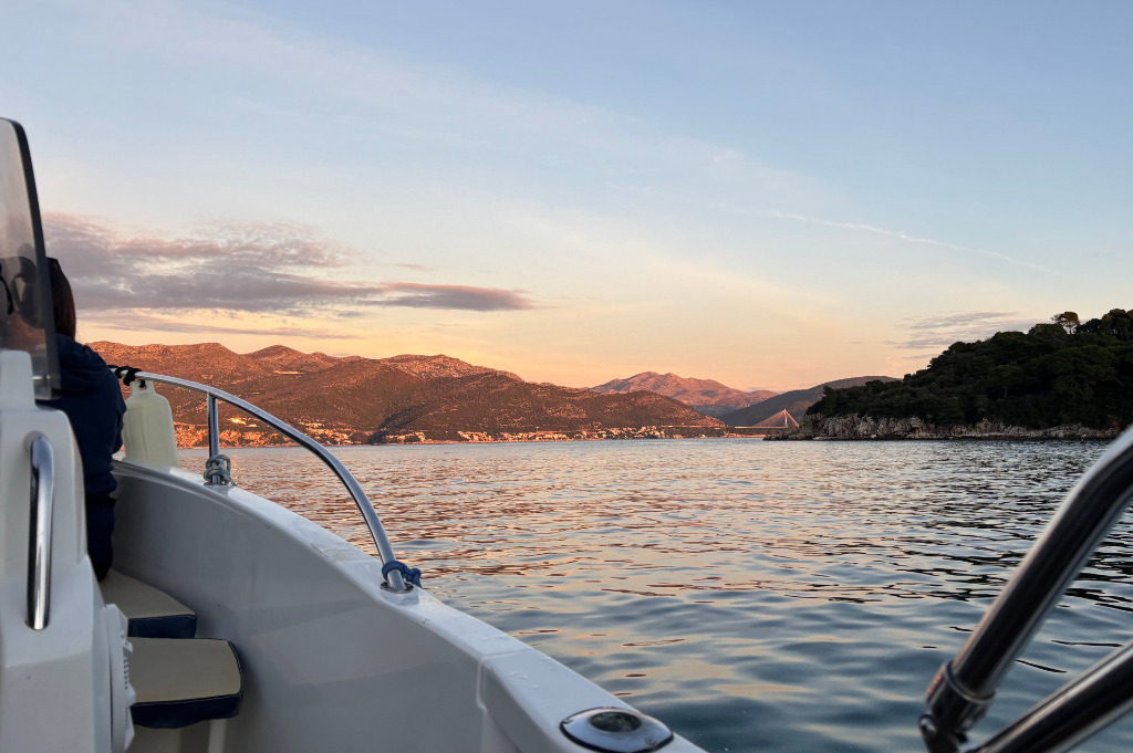 Croatia, sunset boat