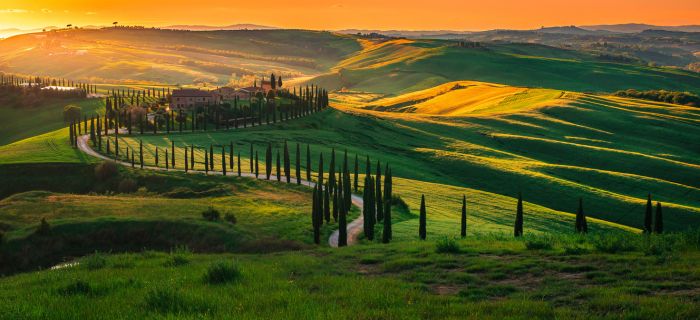 Tuscany landscape sunset