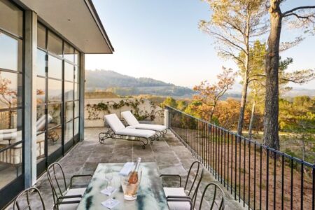 Terrace of a suite at Villa La Coste, Provence, credit Richard Haughton