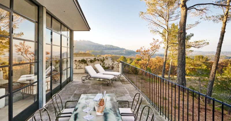 Terrace of a suite at Villa La Coste, Provence, credit Richard Haughton